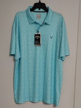 Callaway Men's Light Aqua Patterned Golf Polo
